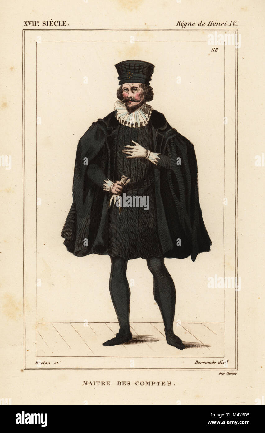 Maître de la Chambre des comptes, règne du roi Henri IV de France. Lithographie