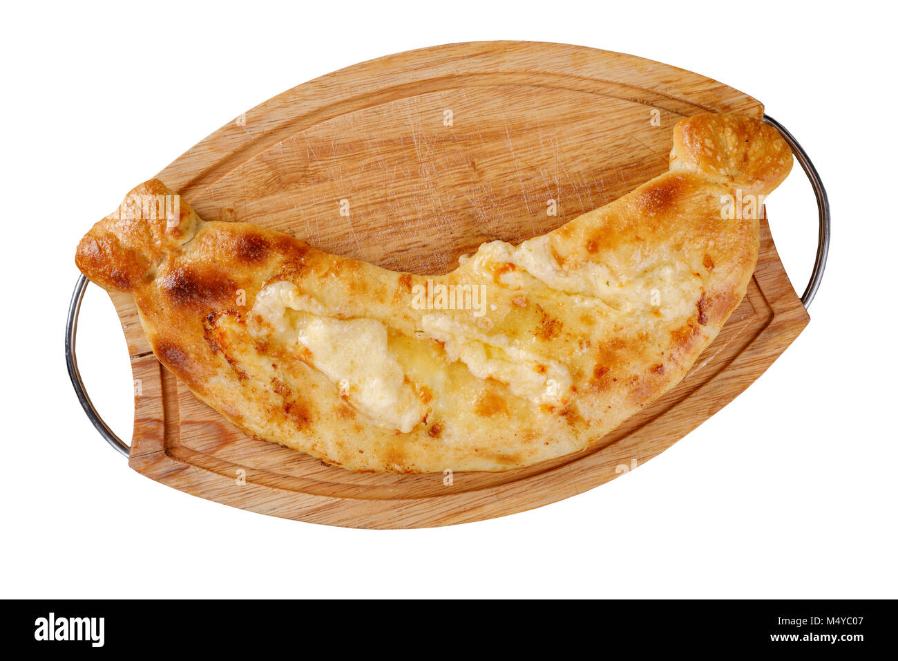 Boulangerie nationale des peuples caucasiens Khachapuri avec du fromage. Isolées. Banque D'Images