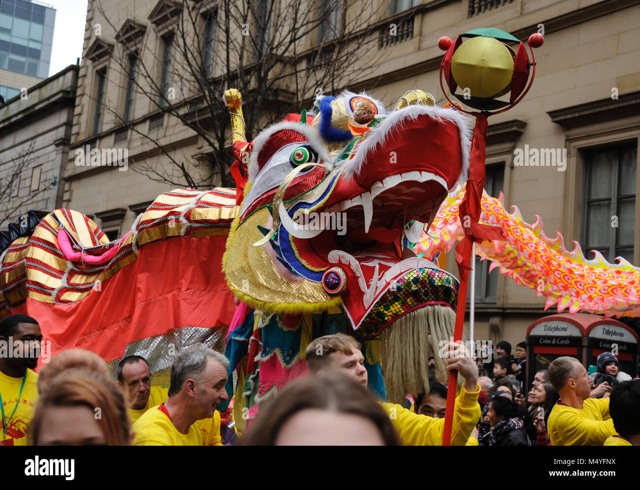 Le Nouvel An chinois 2018, année du Chien, Festival à Manchester, UK Banque D'Images