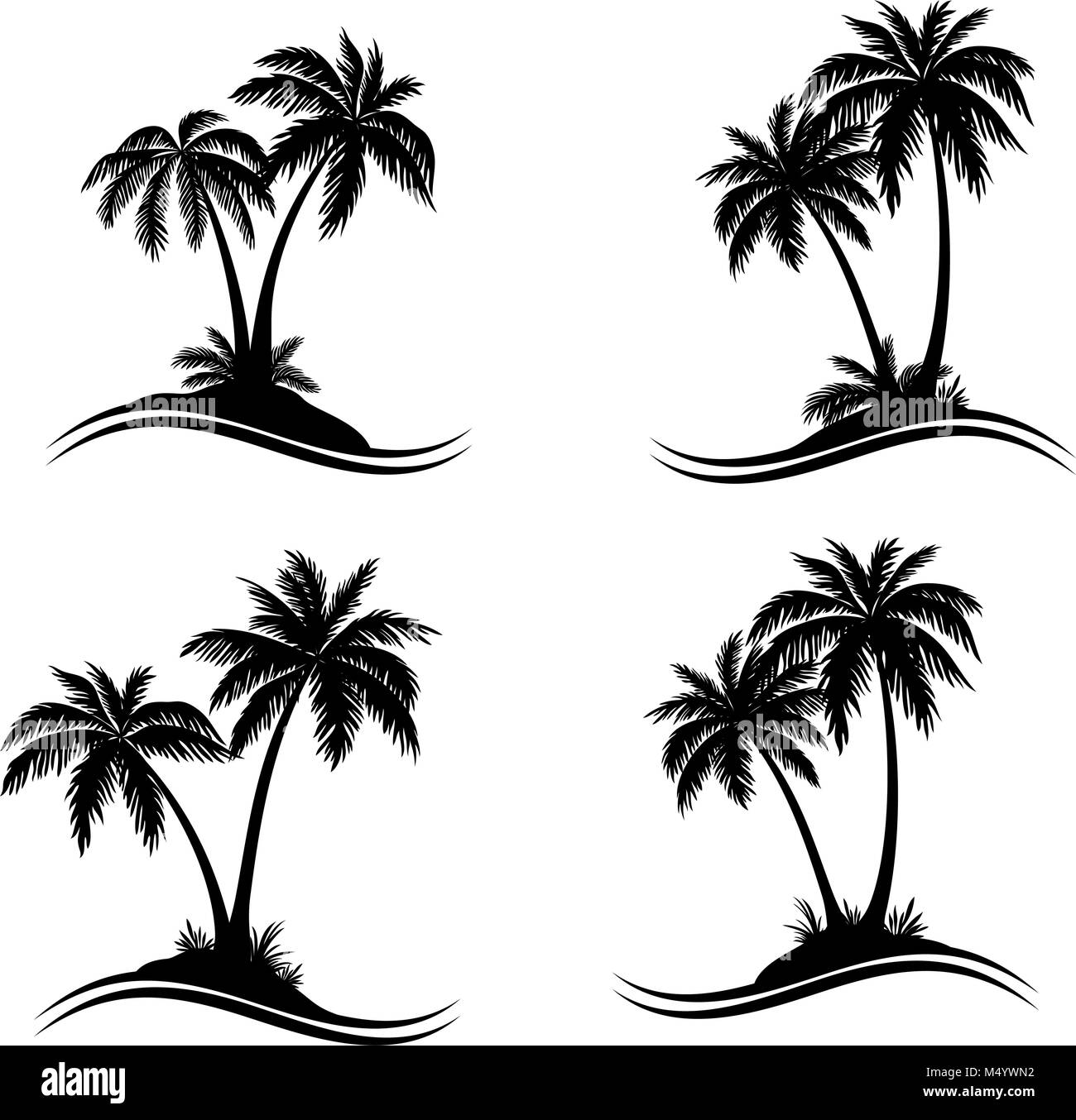 Silhouettes de palmiers Illustration de Vecteur Silhouettes de palmiers Illustration de Vecteur