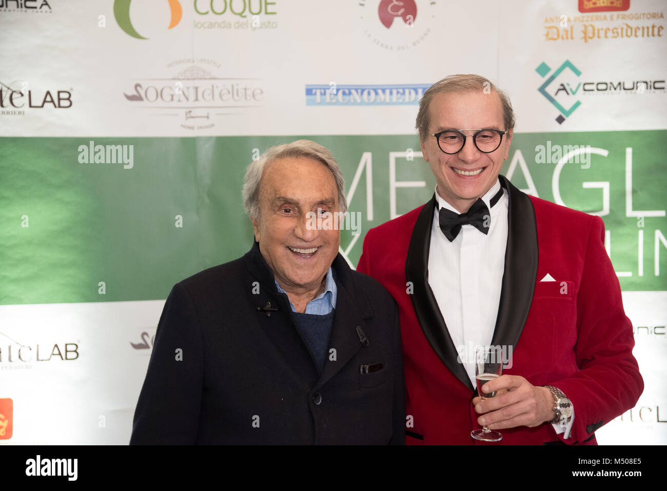 Naples, Emilio Fede et Silvio Smeraglia lors de l'inauguration du centre de beauté de luxe avec Silvio Smeraglia, Ornella Muti, Cristiano Malgioglio, Aida Yespica, Luca Onestini, Maurizio Mattioli, Andrea Gant, Emilio Fede. 16/02/2018, Naples, Italie Banque D'Images