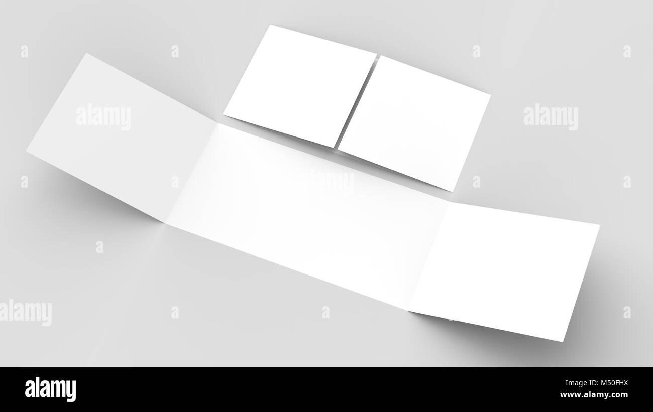 - Paysage horizontal gate maquette brochure isolé sur fond gris doux. Illustration 3D Banque D'Images