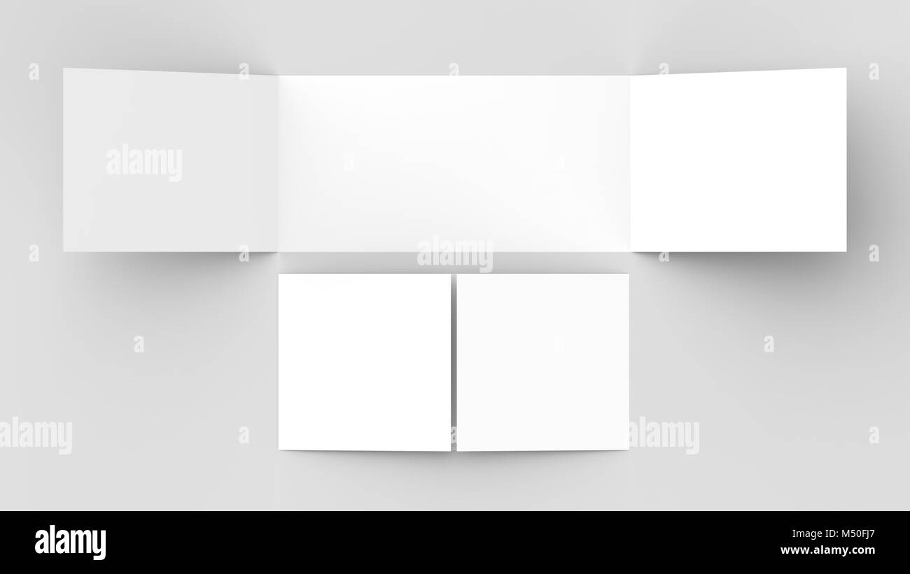 - Paysage horizontal gate maquette brochure isolé sur fond gris doux. Illustration 3D Banque D'Images