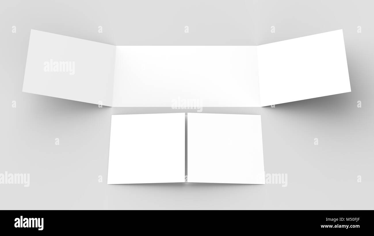 - Paysage horizontal gate maquette brochure isolé sur fond gris doux. Illustration 3D Banque D'Images