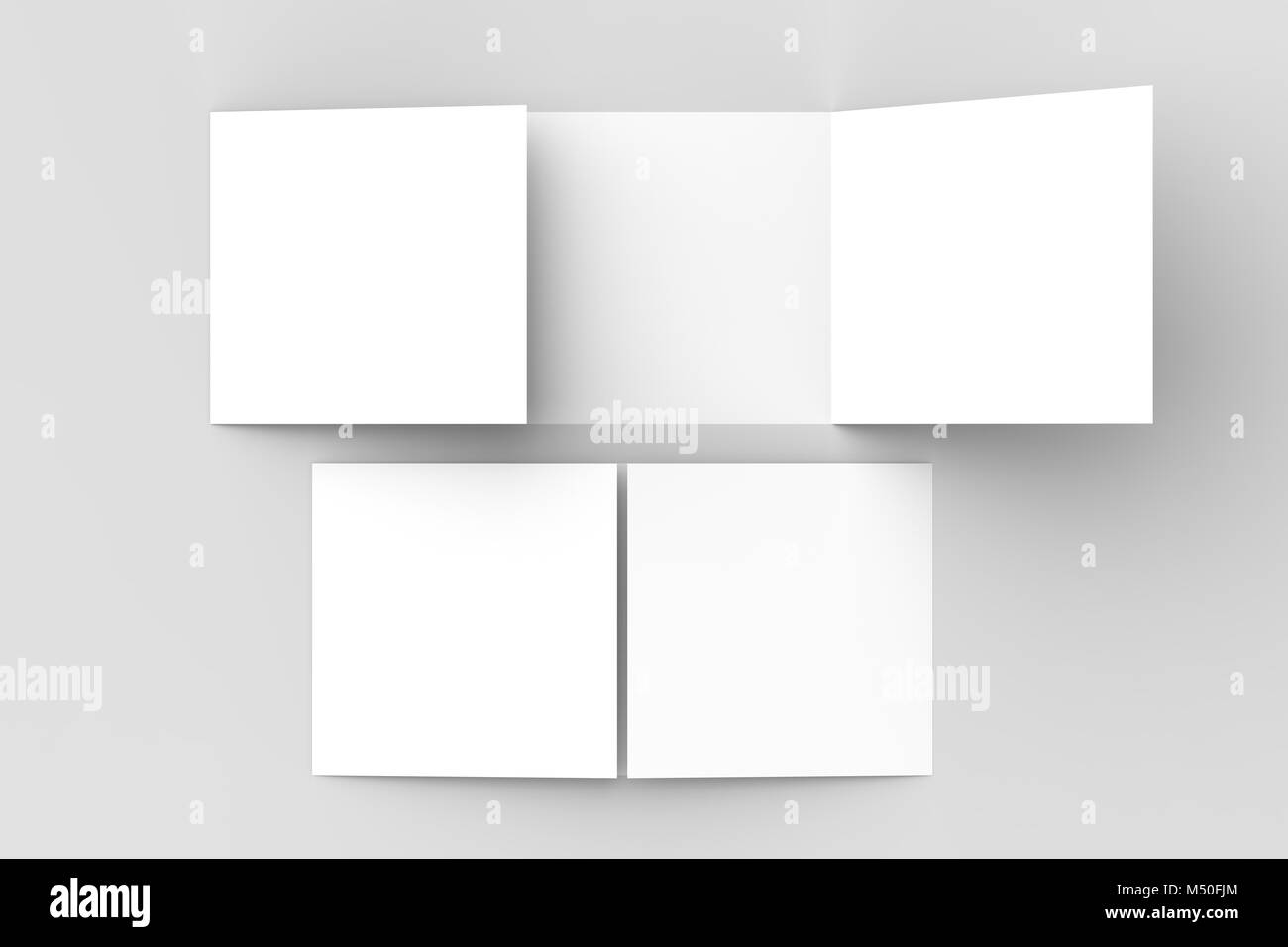 - Paysage horizontal gate maquette brochure isolé sur fond gris doux. Illustration 3D Banque D'Images