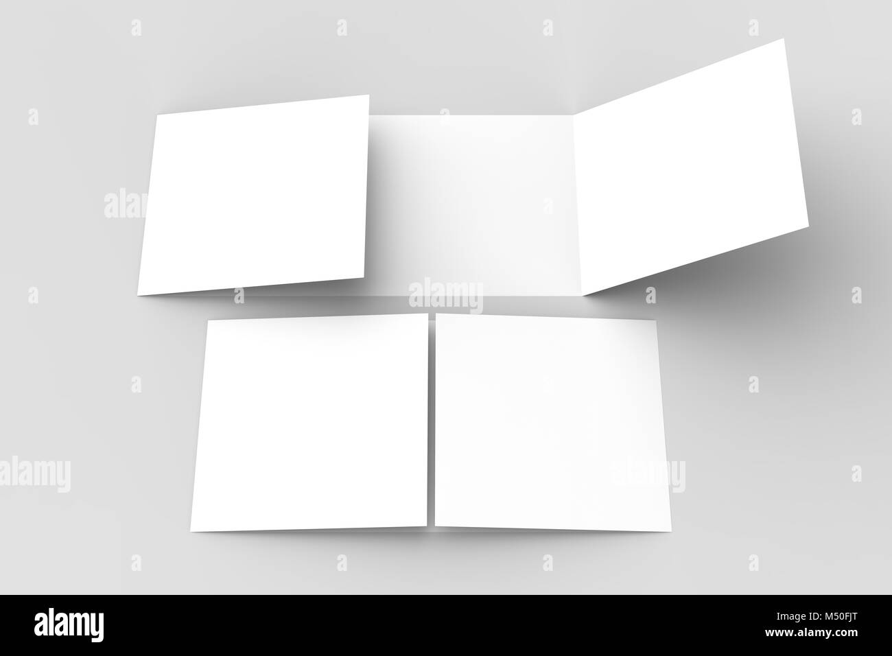 - Paysage horizontal gate maquette brochure isolé sur fond gris doux. Illustration 3D Banque D'Images