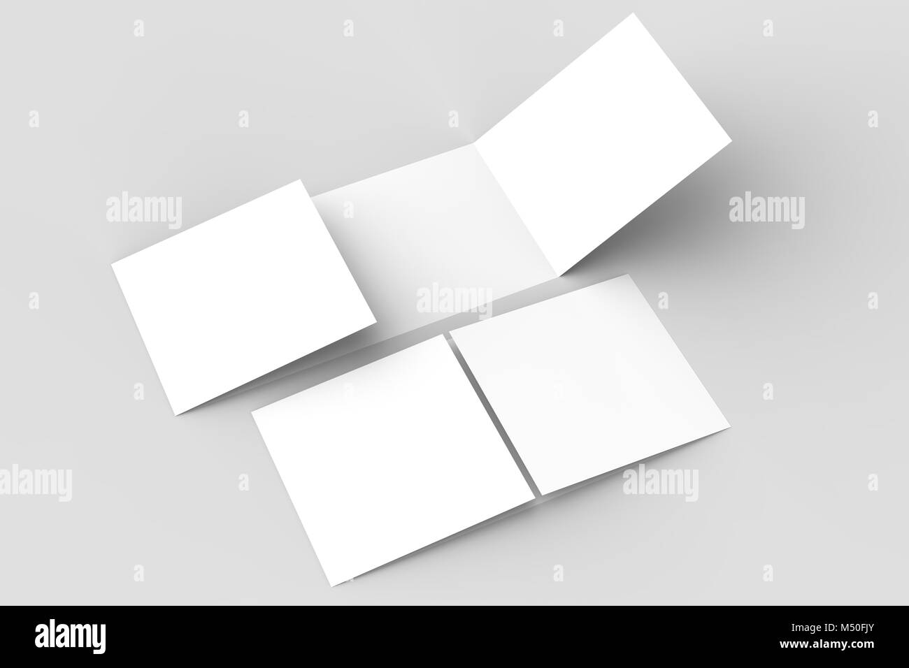 - Paysage horizontal gate maquette brochure isolé sur fond gris doux. Illustration 3D Banque D'Images