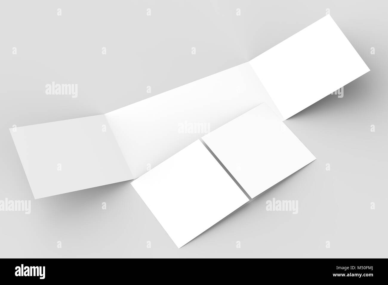 - Paysage horizontal gate maquette brochure isolé sur fond gris doux. Illustration 3D Banque D'Images