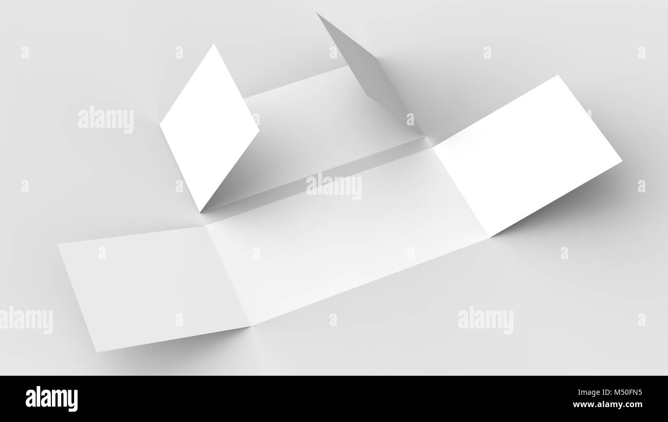 - Paysage horizontal gate maquette brochure isolé sur fond gris doux. Illustration 3D Banque D'Images