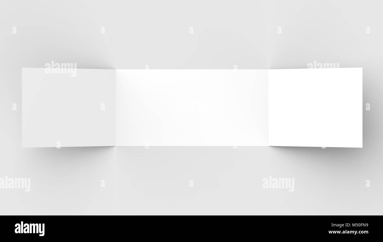 - Paysage horizontal gate maquette brochure isolé sur fond gris doux. Illustration 3D Banque D'Images