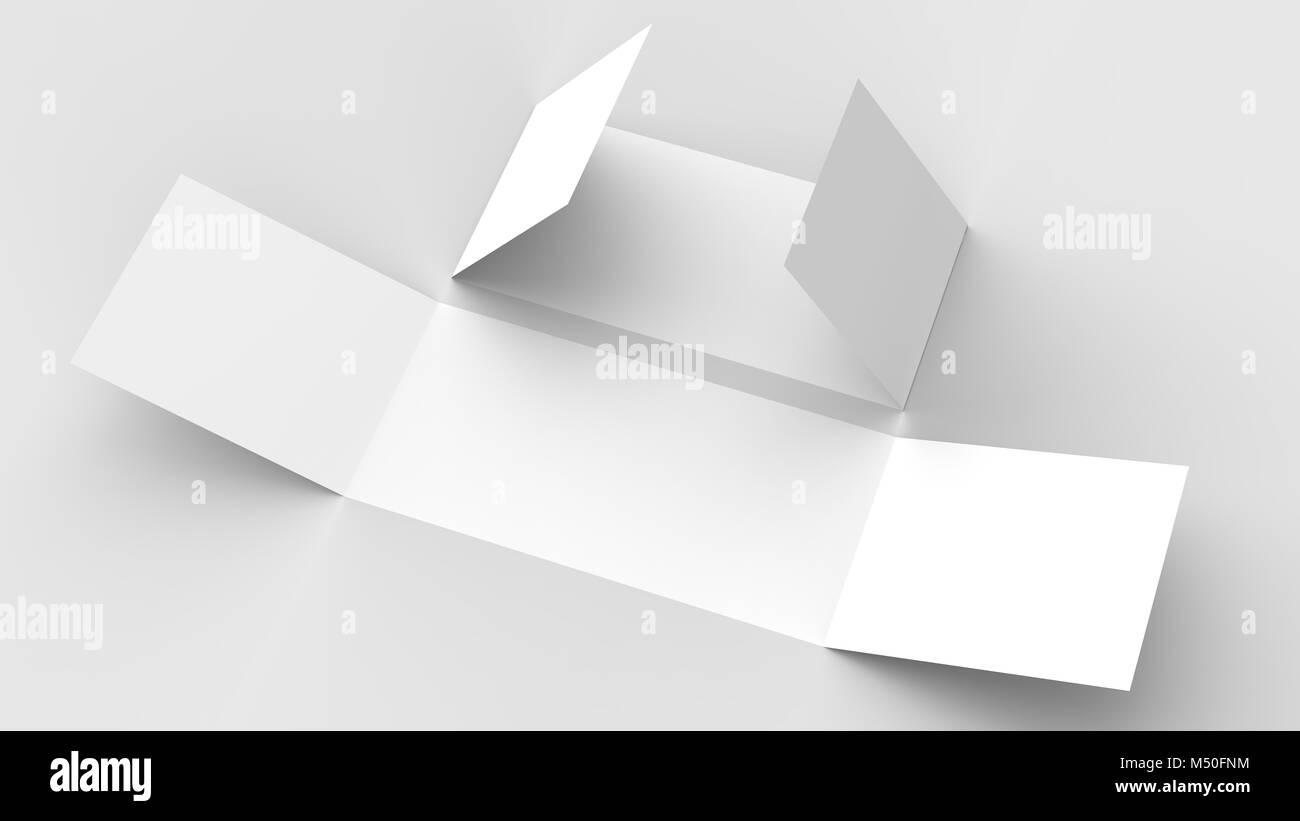 - Paysage horizontal gate maquette brochure isolé sur fond gris doux. Illustration 3D Banque D'Images