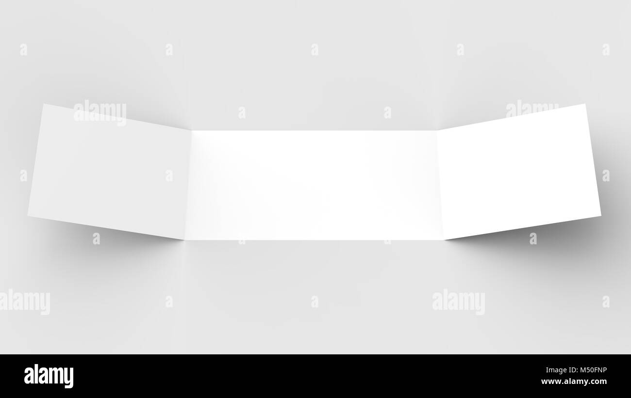 - Paysage horizontal gate maquette brochure isolé sur fond gris doux. Illustration 3D Banque D'Images