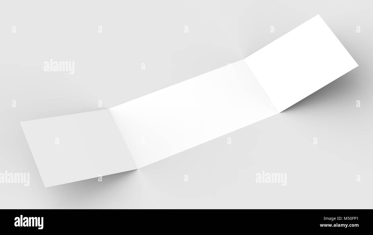 - Paysage horizontal gate maquette brochure isolé sur fond gris doux. Illustration 3D Banque D'Images