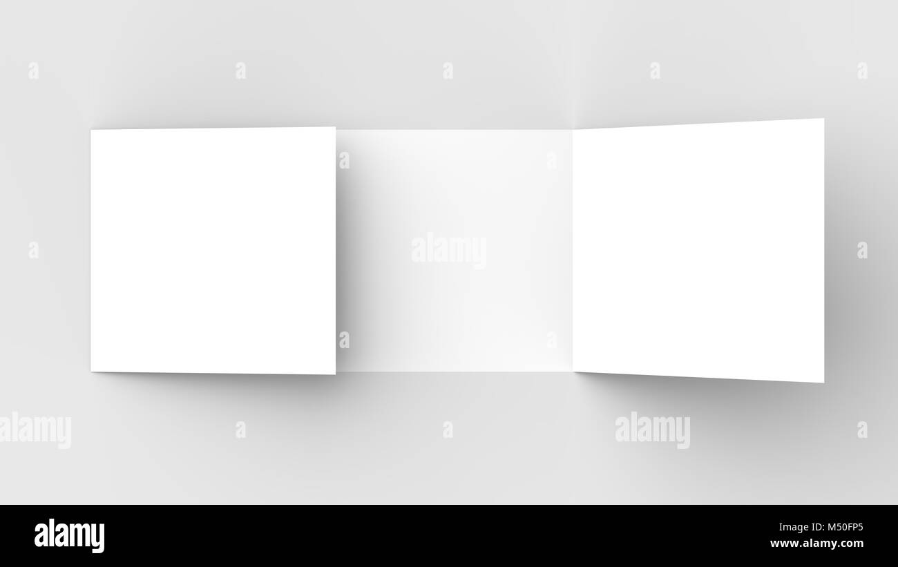 - Paysage horizontal gate maquette brochure isolé sur fond gris doux. Illustration 3D Banque D'Images