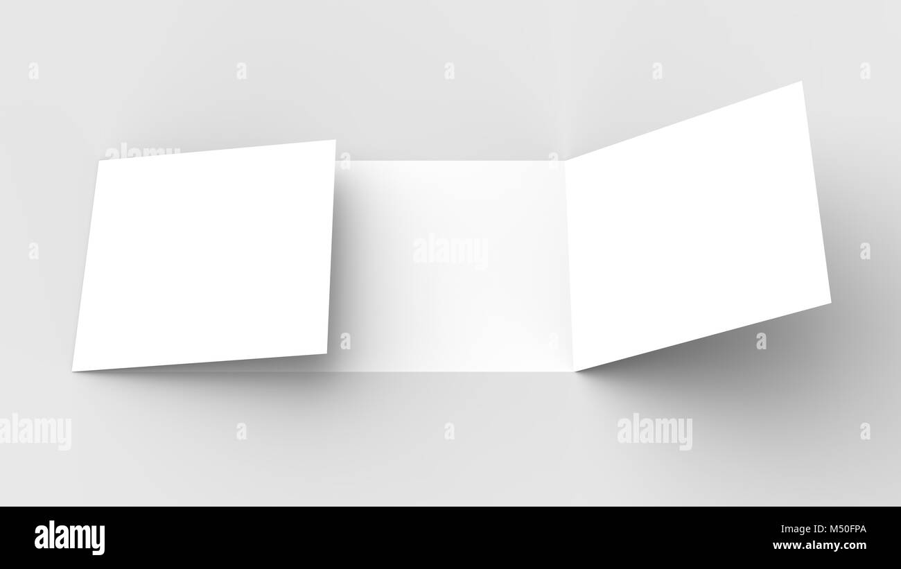 - Paysage horizontal gate maquette brochure isolé sur fond gris doux. Illustration 3D Banque D'Images