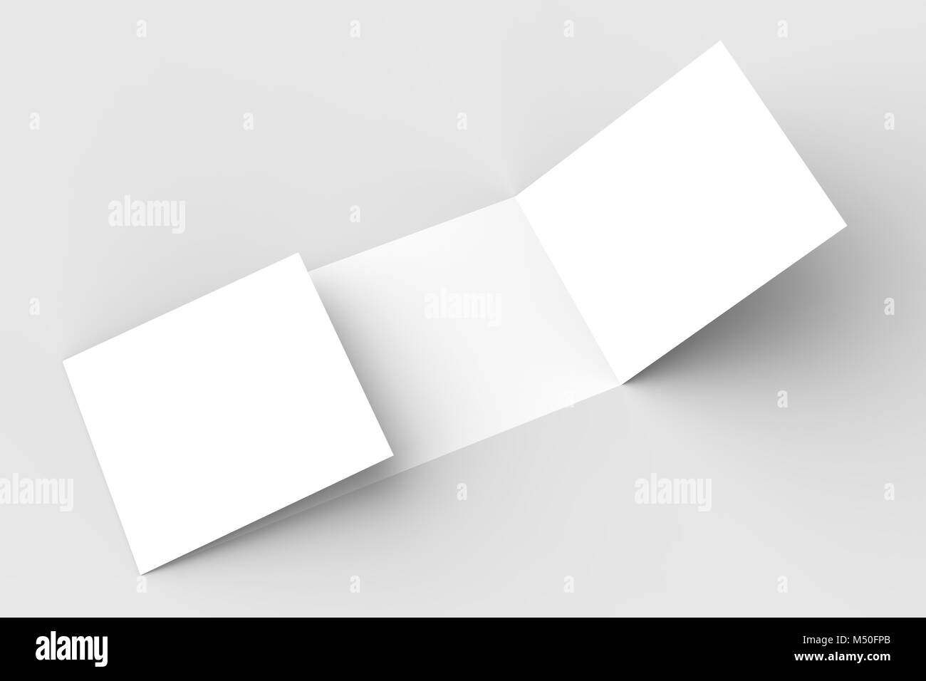 - Paysage horizontal gate maquette brochure isolé sur fond gris doux. Illustration 3D Banque D'Images