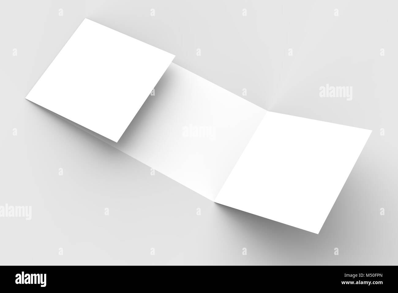 - Paysage horizontal gate maquette brochure isolé sur fond gris doux. Illustration 3D Banque D'Images