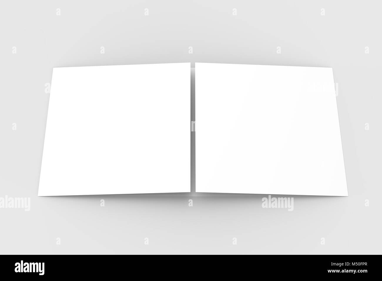 - Paysage horizontal gate maquette brochure isolé sur fond gris doux. Illustration 3D Banque D'Images