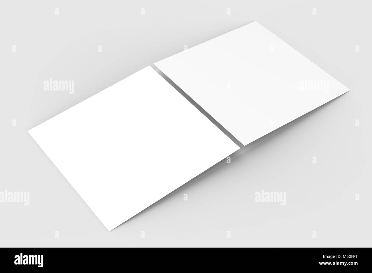 - Paysage horizontal gate maquette brochure isolé sur fond gris doux. Illustration 3D Banque D'Images