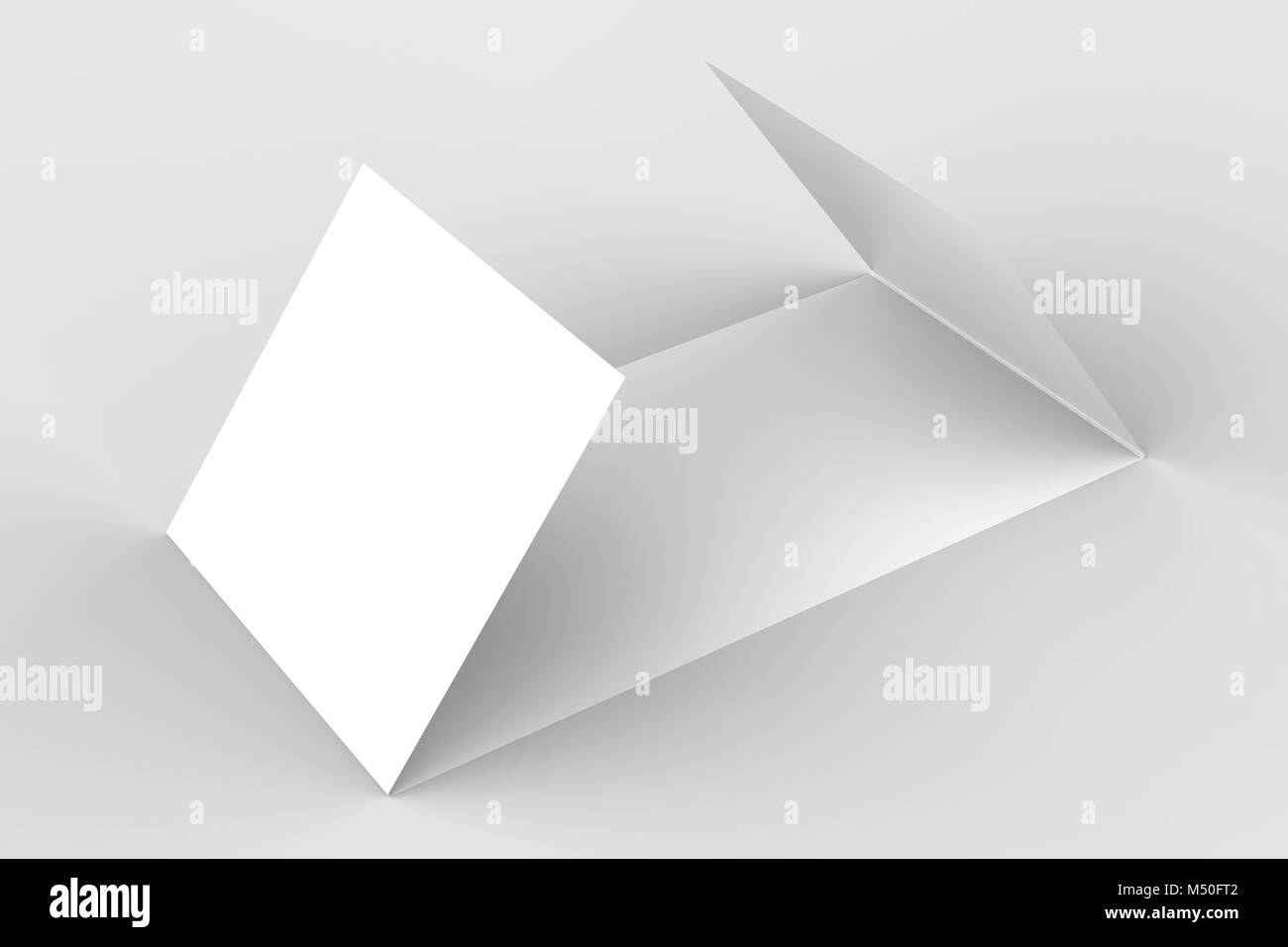 - Paysage horizontal gate maquette brochure isolé sur fond gris doux. Illustration 3D Banque D'Images