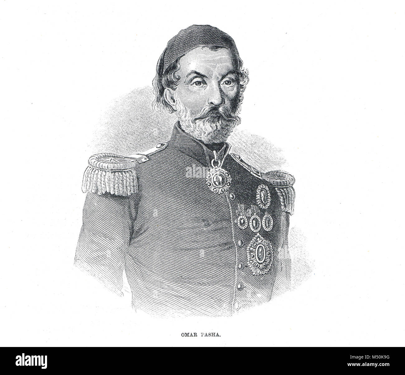 Omar Pasha, commandant dans la guerre de Crimée, 1854, maréchal et gouverneur ottoman qui a remporté des victoires remarquables à Silistra et Eupatoria, et a participé au siège de Sébastopol Banque D'Images