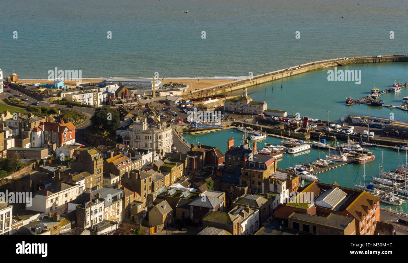 Vue aérienne de Ramsgate- à- Weathsppons vers JD Le Royal Victoria, et la Marina Banque D'Images