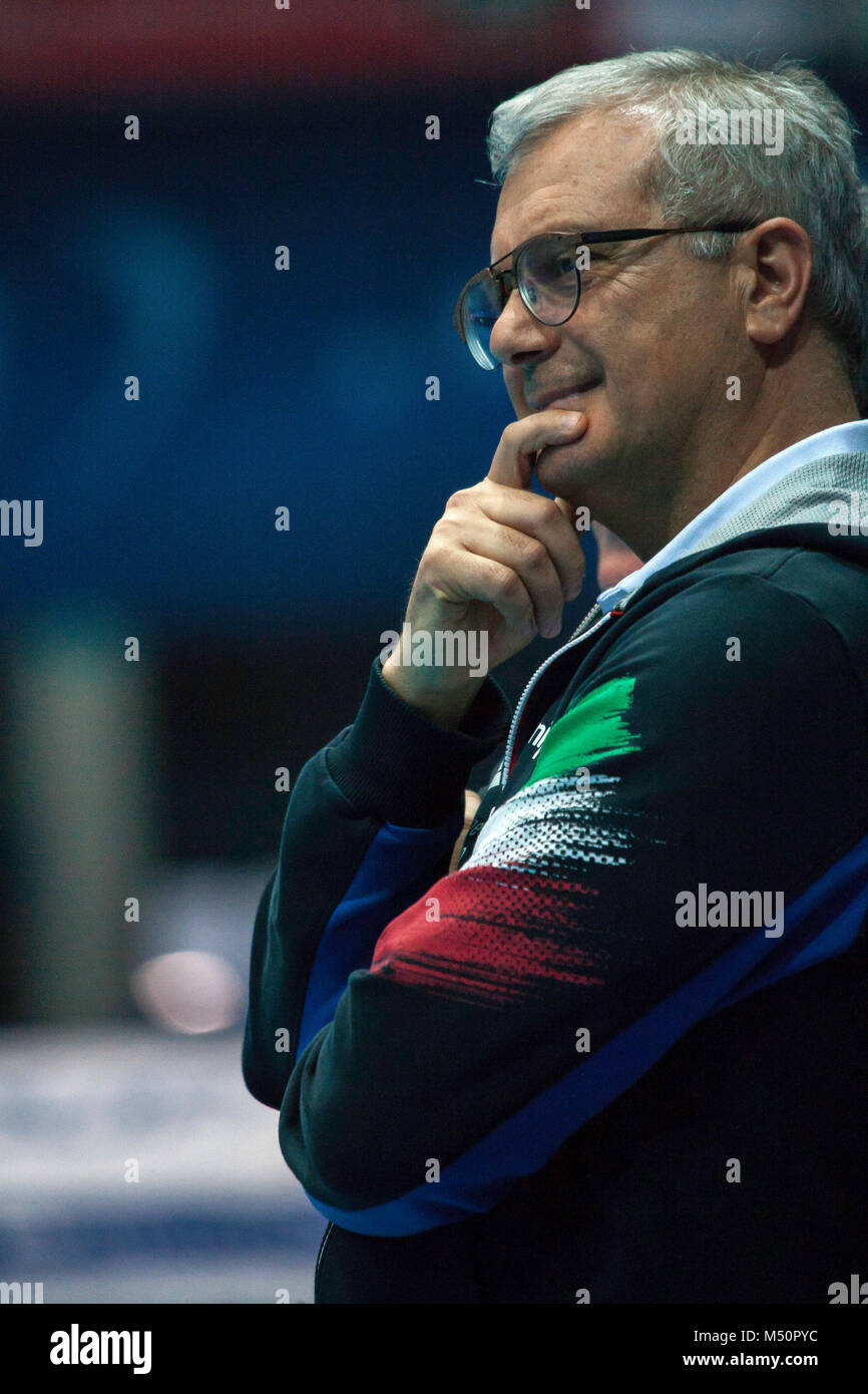 Palerme, Italie. Feb 18, 2018. Alessandro Campagna, l'entraîneur italien. Crédit : Antonio Melita/Pacific Press/Alamy Live News Banque D'Images