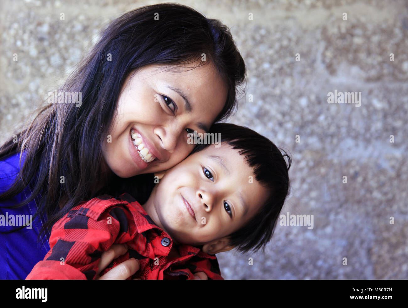 Asian mother and son Banque D'Images