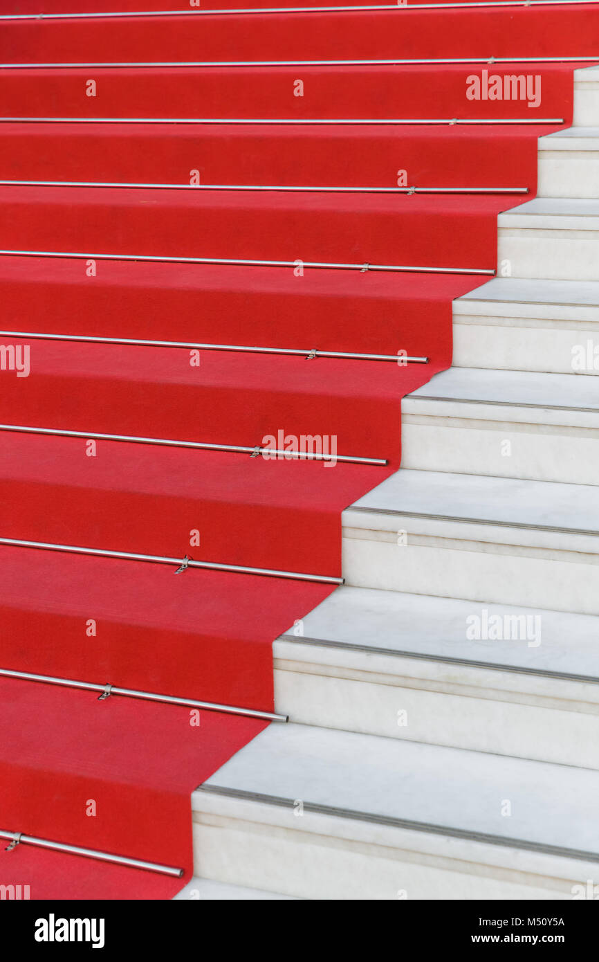Tapis rouge sur les marches de Cannes Film Festival Banque D'Images