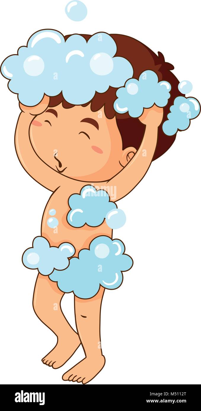 Petit garçon prendre douche illustration Image Vectorielle Stock Alamy
