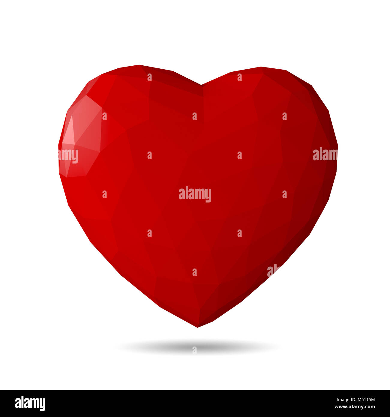 Low poly valentine sur fond blanc Banque D'Images