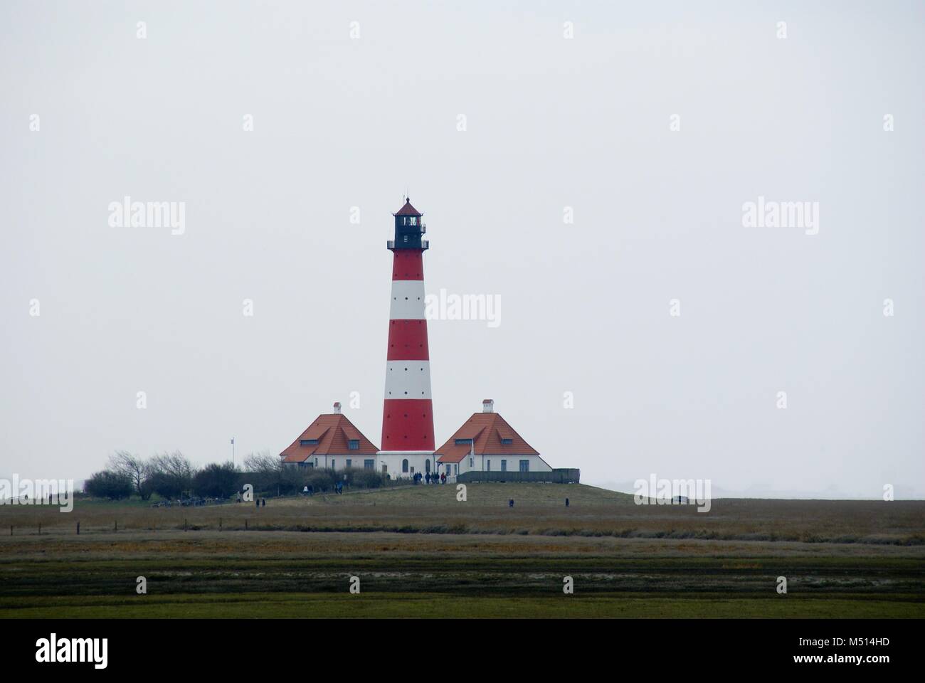 Le phare de Westerheversand Eiderstedt Péninsule en Allemagne Banque D'Images