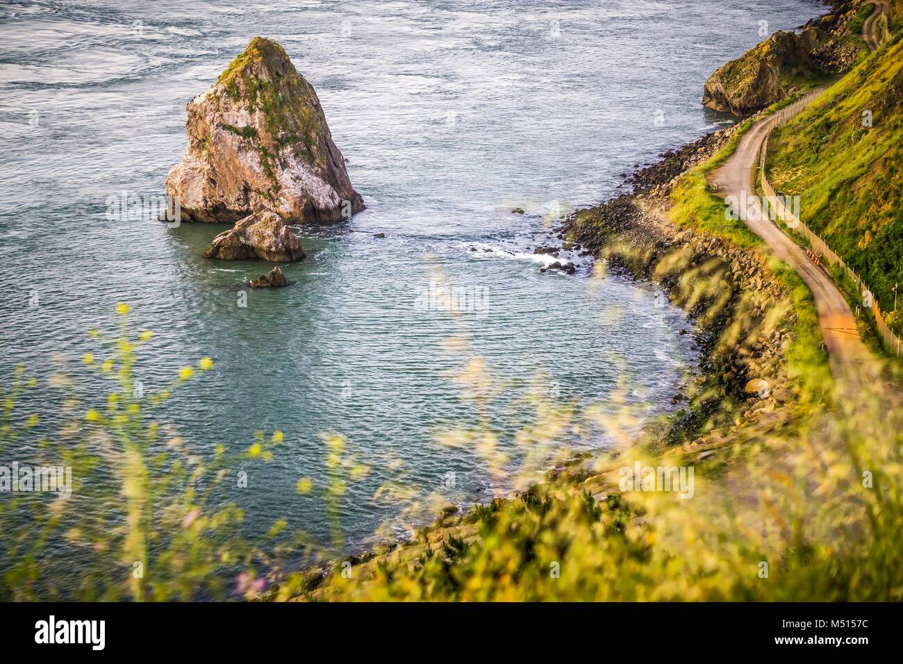 Scènes côtières de l'océan pacifique de plages et falaises de roches Banque D'Images