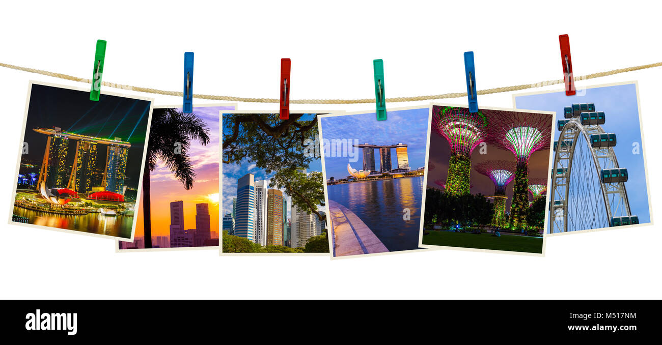 Singapour billet d'images (mes photos) sur des clothespins Banque D'Images
