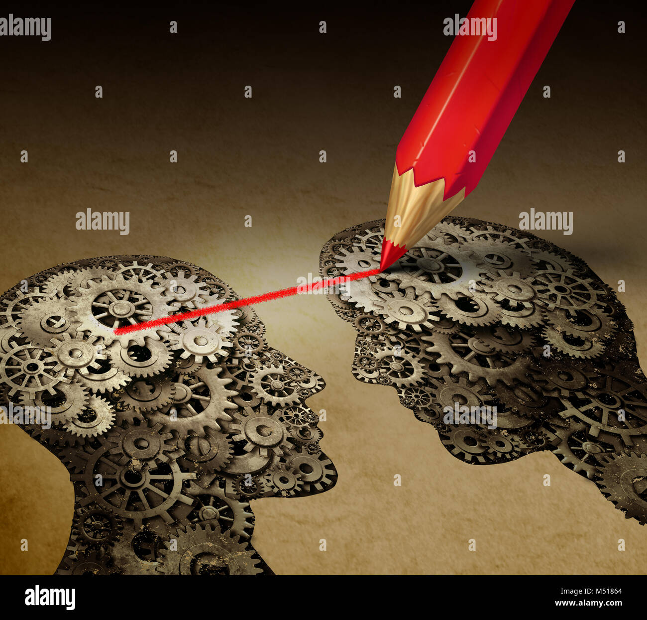 La télépathie et le cerveau la psychologie d'interprétation de l'esprit ou mental concept connexion télépathique comme symboles personnes connecté avec un dessin comme une illustration 3D Banque D'Images