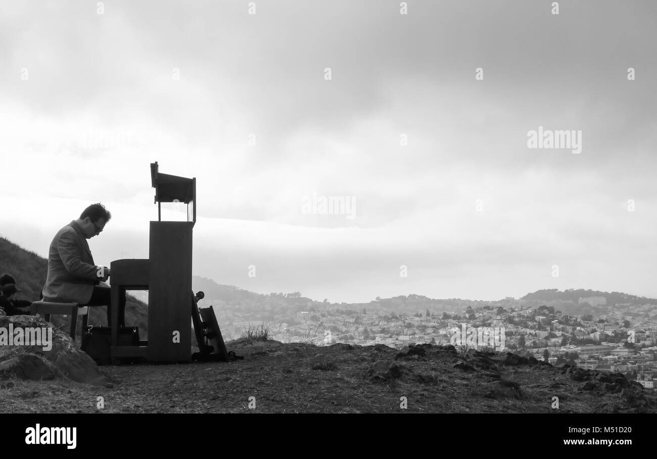 Piano man à San Francisco Banque D'Images
