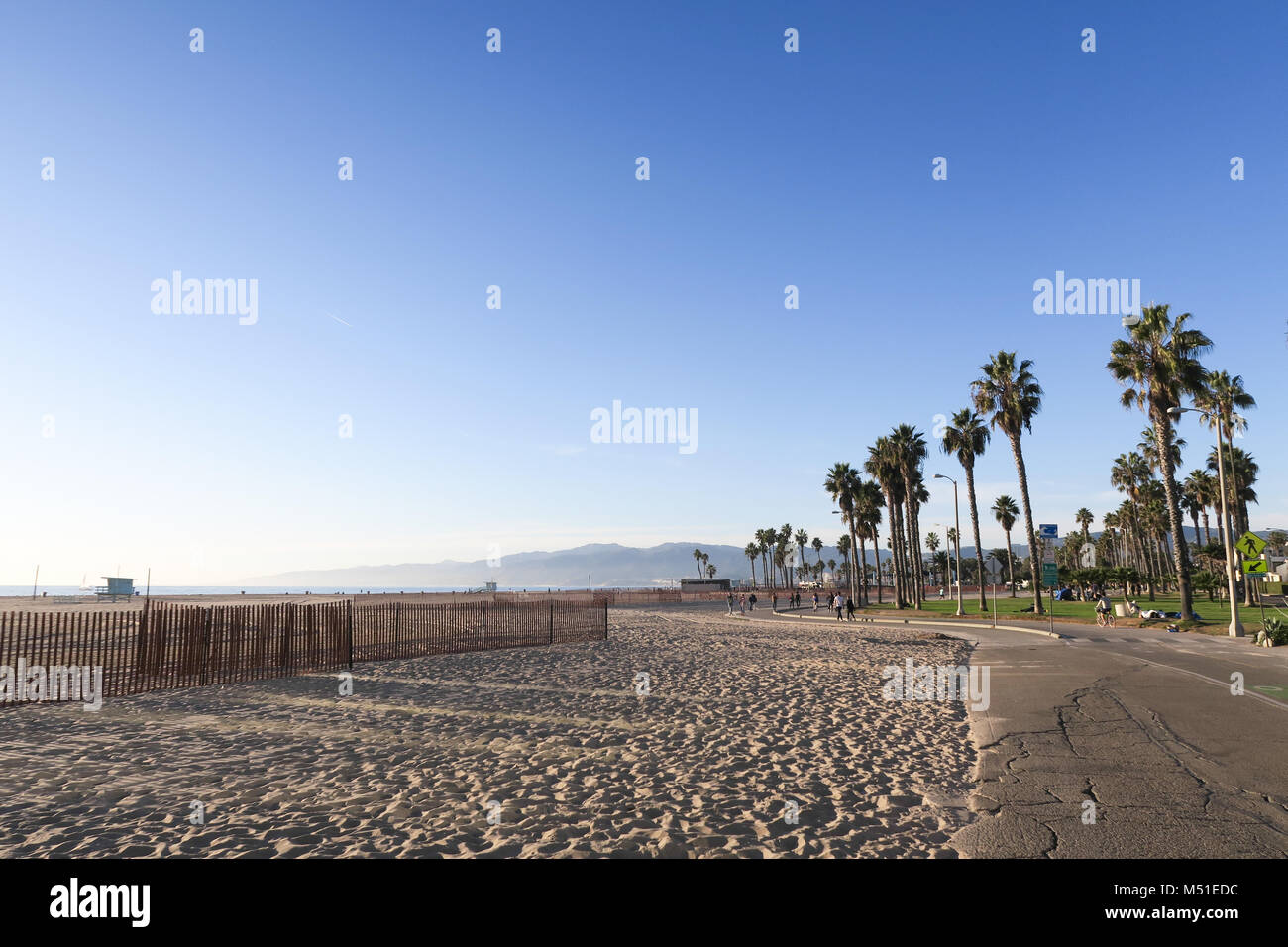 California Beach Sunset Palms Banque D'Images