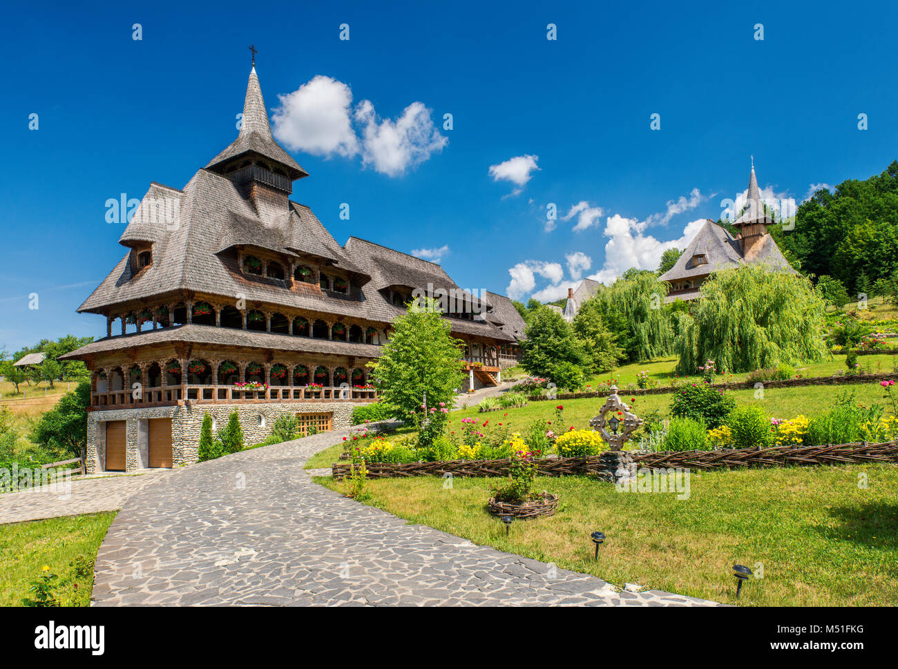 Monastère de Barsana, Région du Maramures, Roumanie Banque D'Images