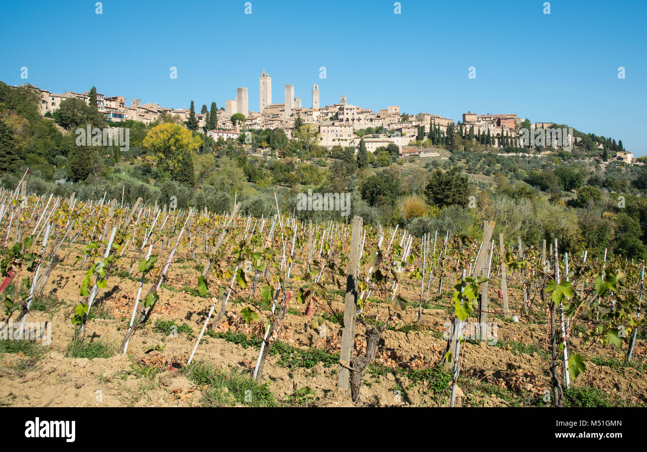 Ville pittoresque historique de San Gimignano, la ville de Tours, dans la province de Sienne en Toscane, Italie Banque D'Images