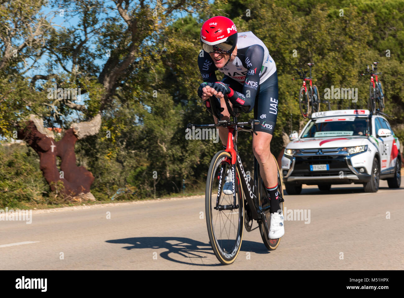 Rory Sutherland (EAU Team Unis) sur la phase 3 de l'époque de l'essai 2018 Volta ao Algarve Banque D'Images