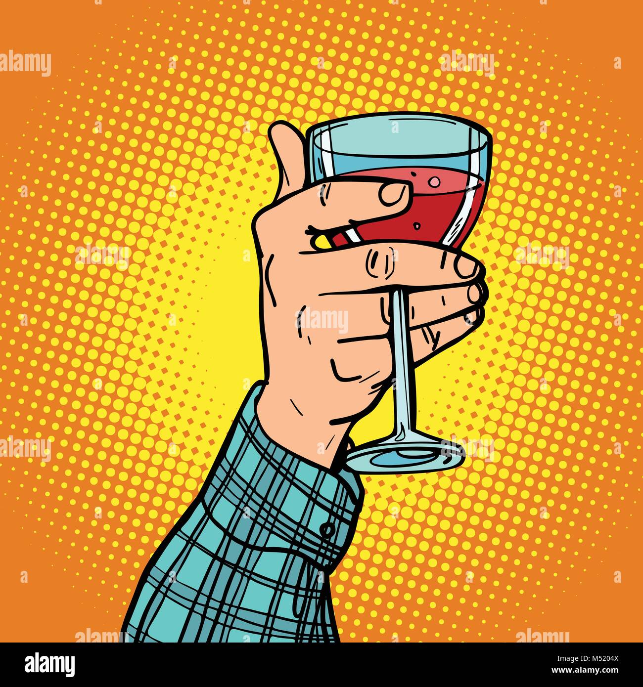 La main avec un verre de vin rouge Illustration de Vecteur
