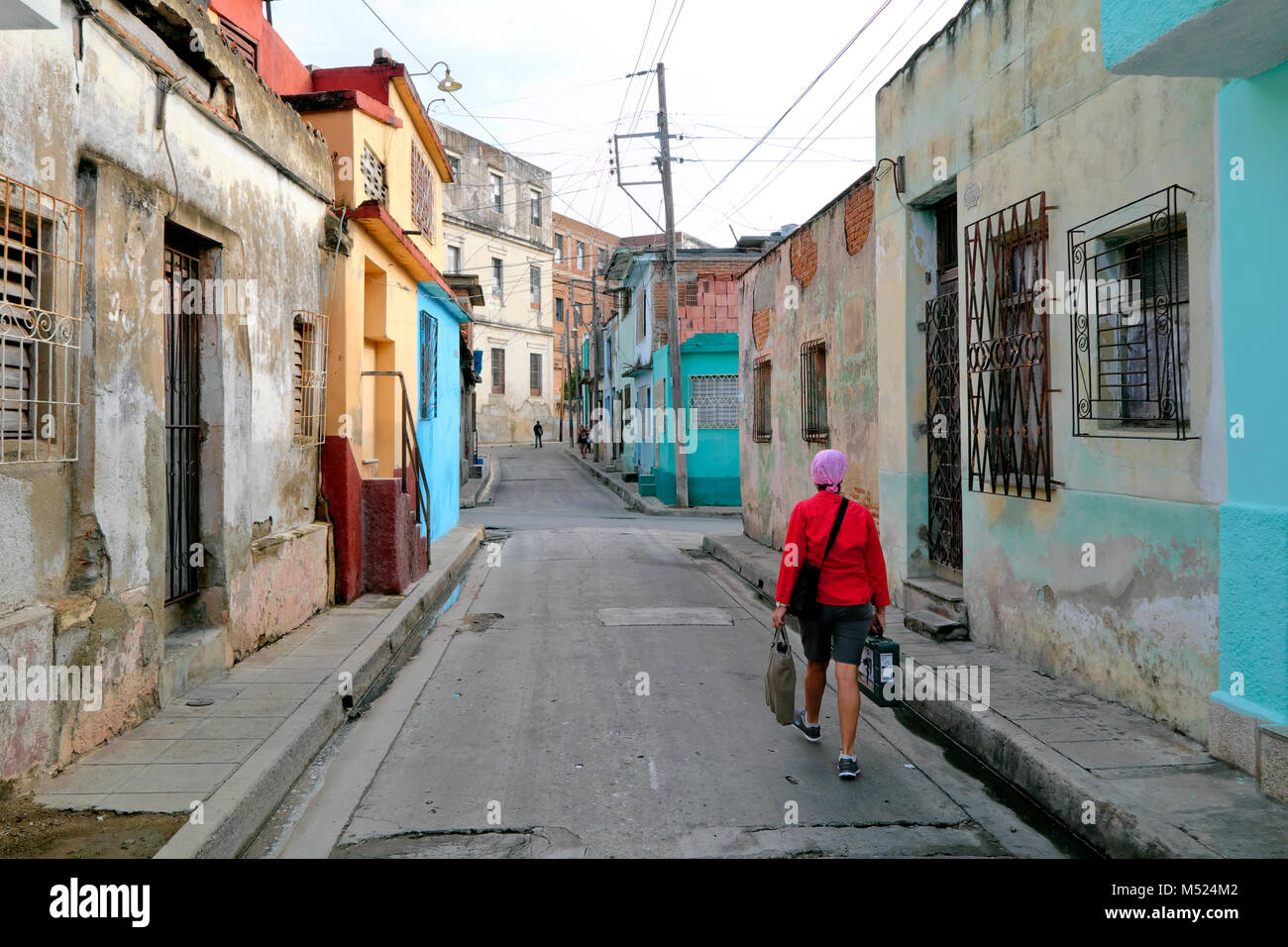 Partie de la célèbre rue mais confondre lay-out, Camagüey, Cuba Banque D'Images