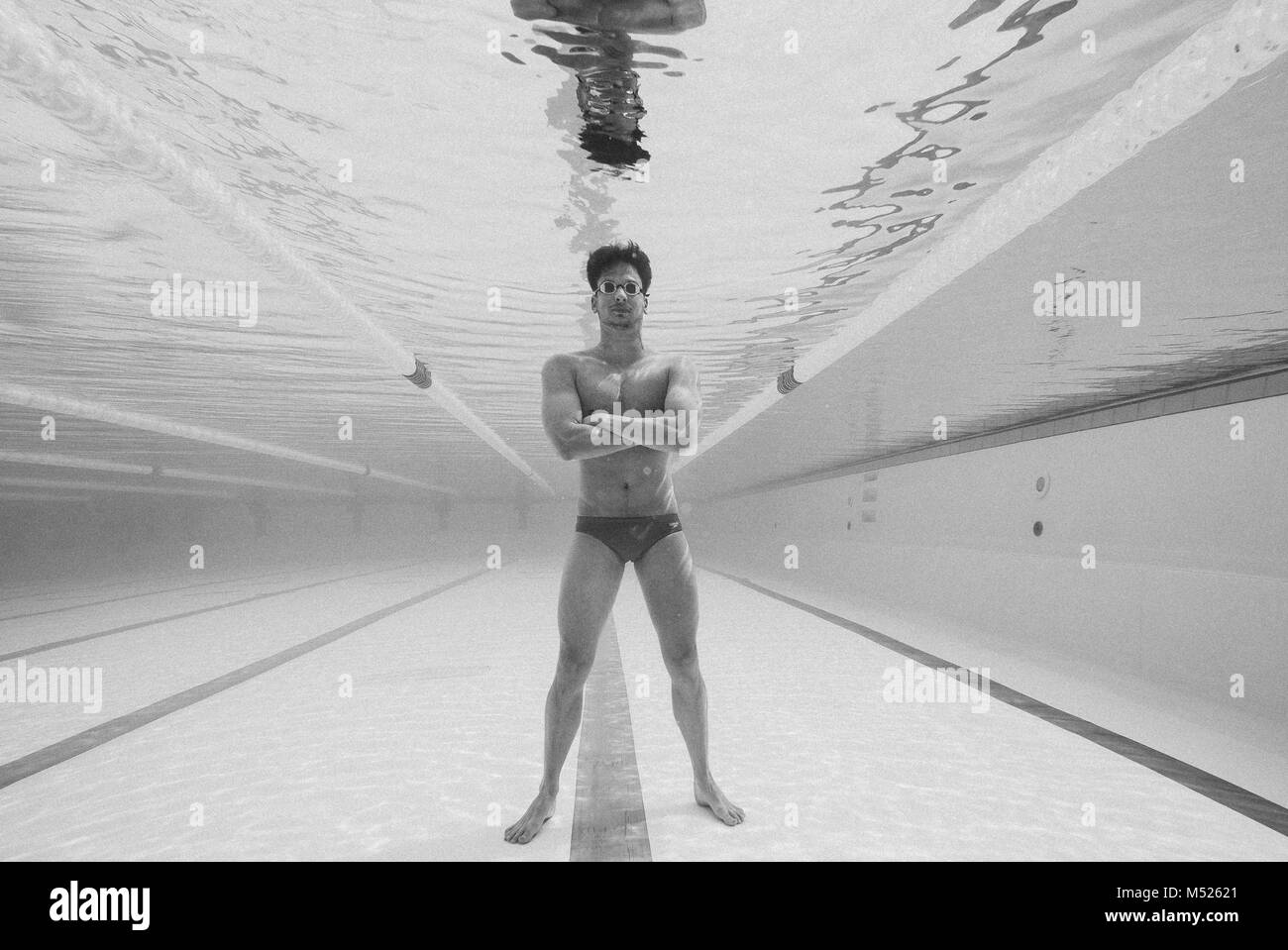 Portrait sous l'eau du nageur, Tenerife, Canaries, Espagne Banque D'Images