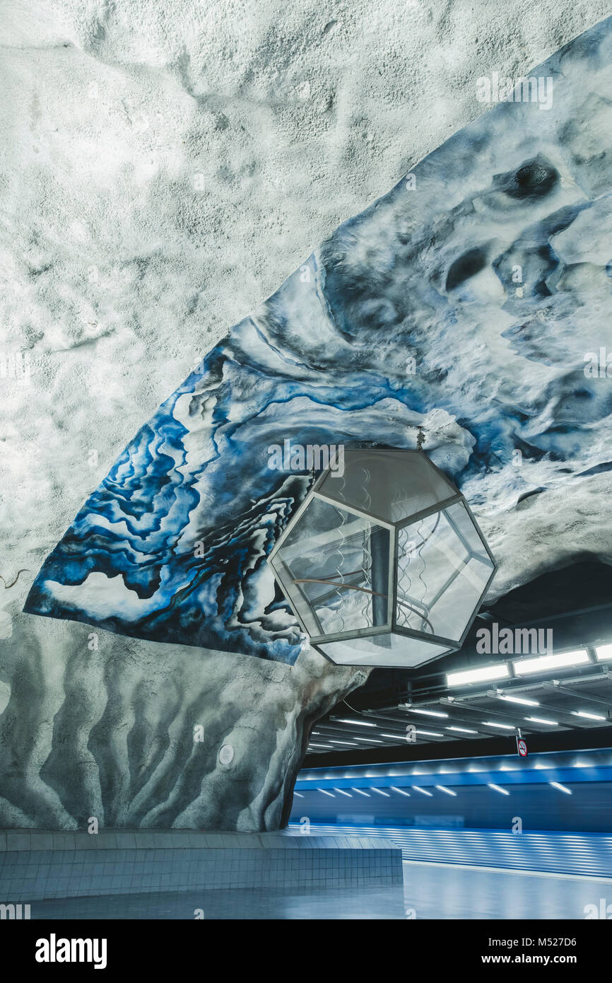 Plafond peint de l'ice bar intérieur, Stockholm, Suède Banque D'Images