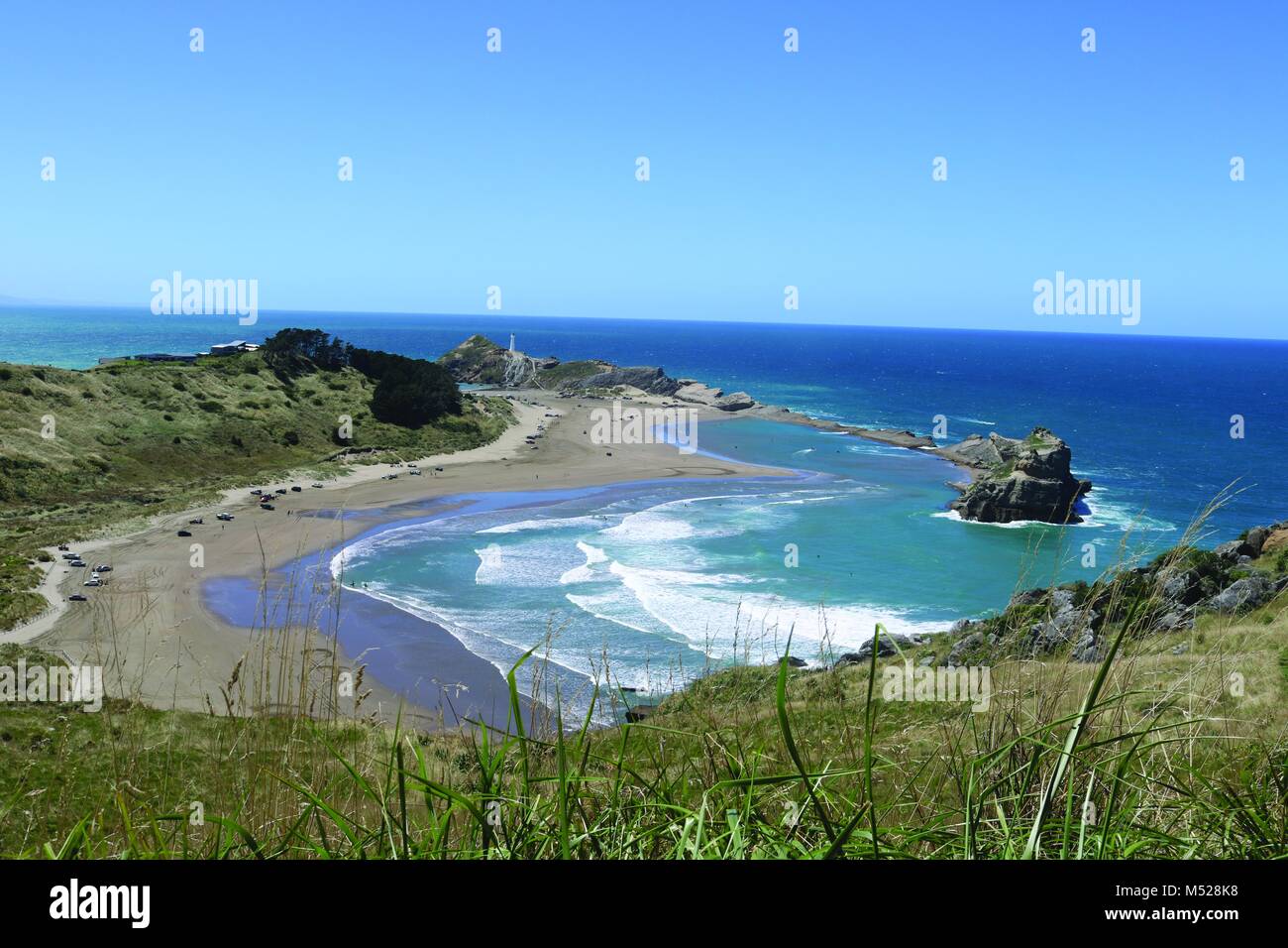 Château Point Lighthouse, Wairarapa, Nouvelle-Zélande Banque D'Images