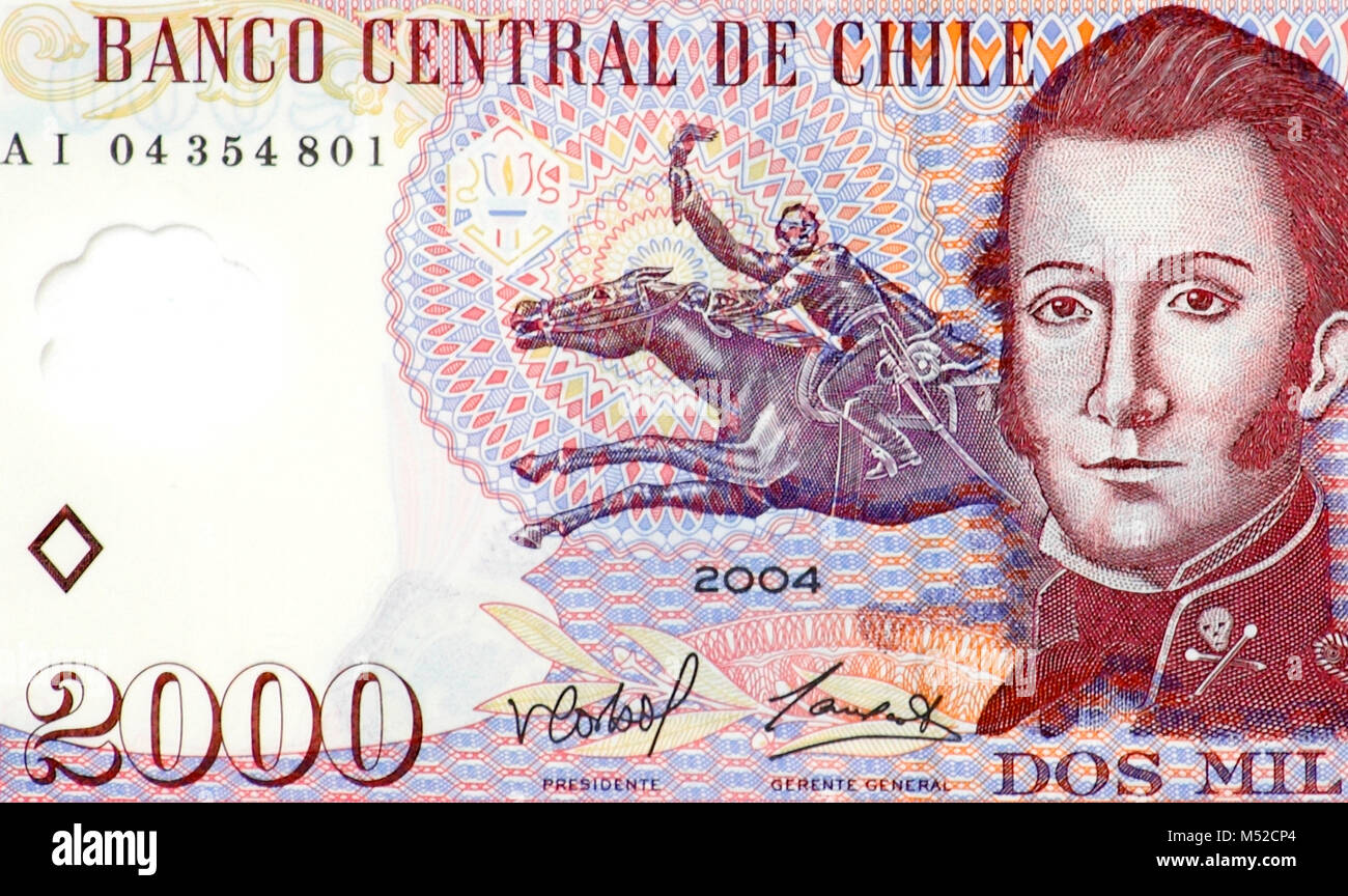 Deux mille Chili Peso 2000 Billets de banque Banque D'Images