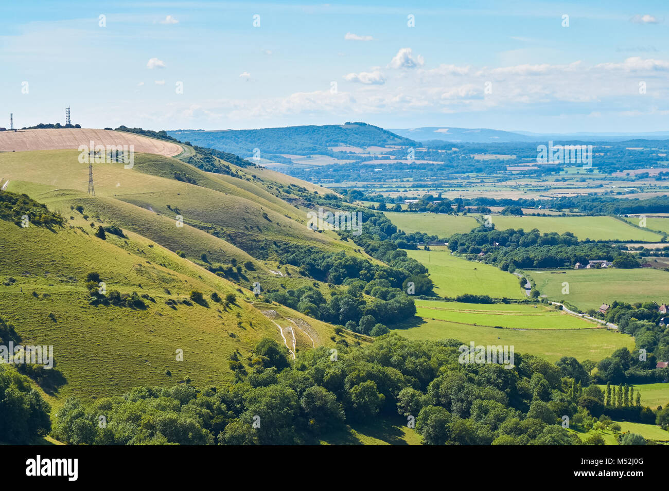 Vue depuis le Devils Dyke, le South Downs Way, le parc national de South Downs East Sussex Angleterre Royaume-Uni Banque D'Images