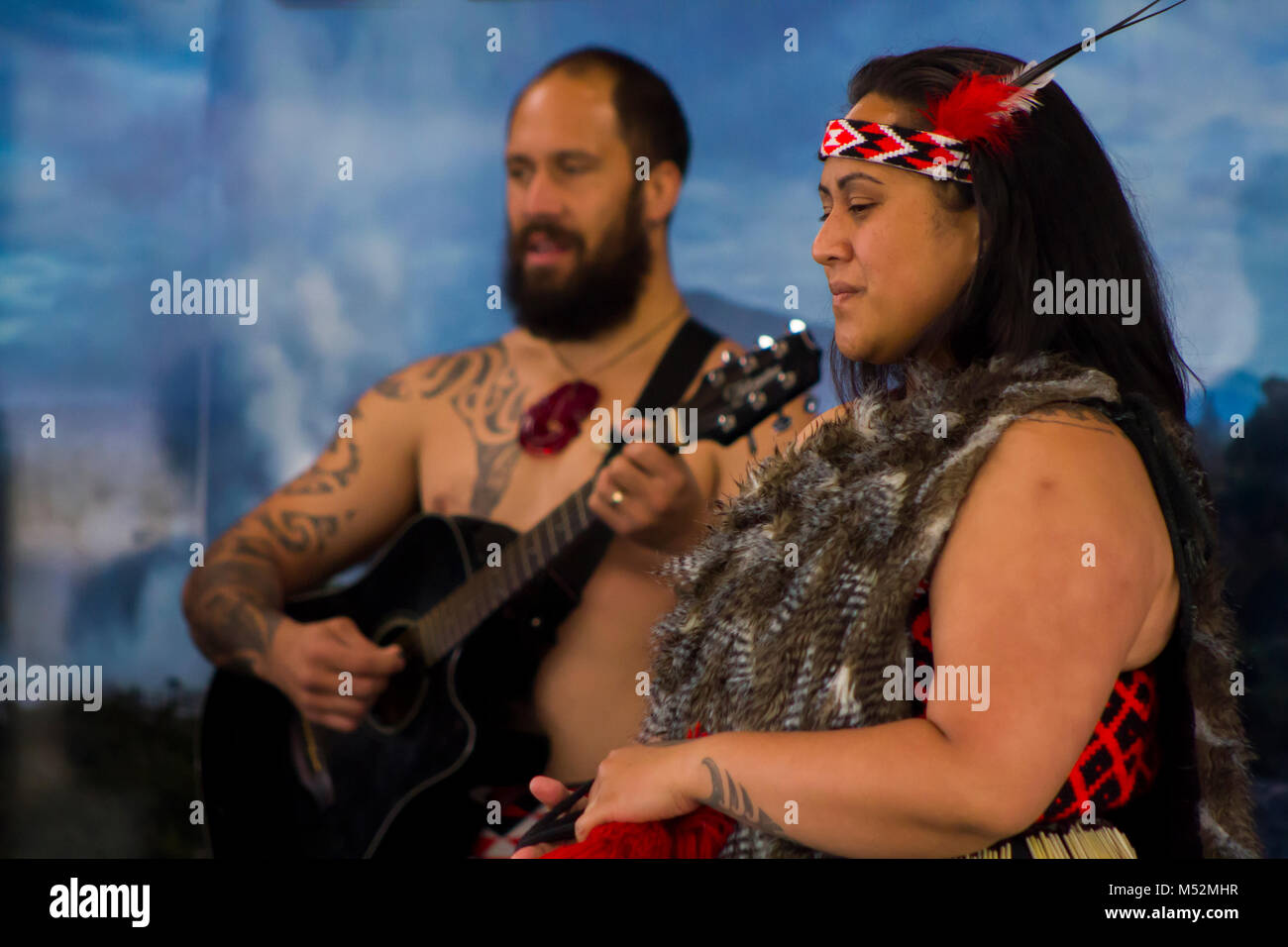 Danse traditionnelle Maori haka Banque D'Images