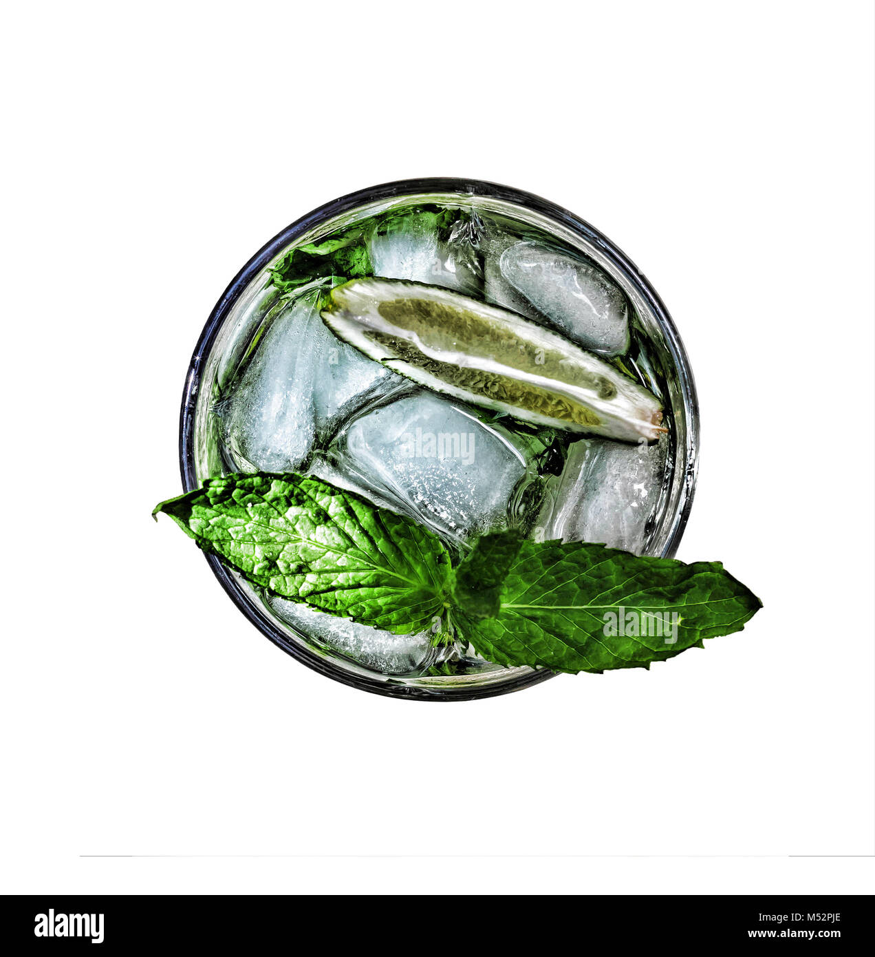 Mojito cocktail jolie vue de dessus isolé Banque D'Images