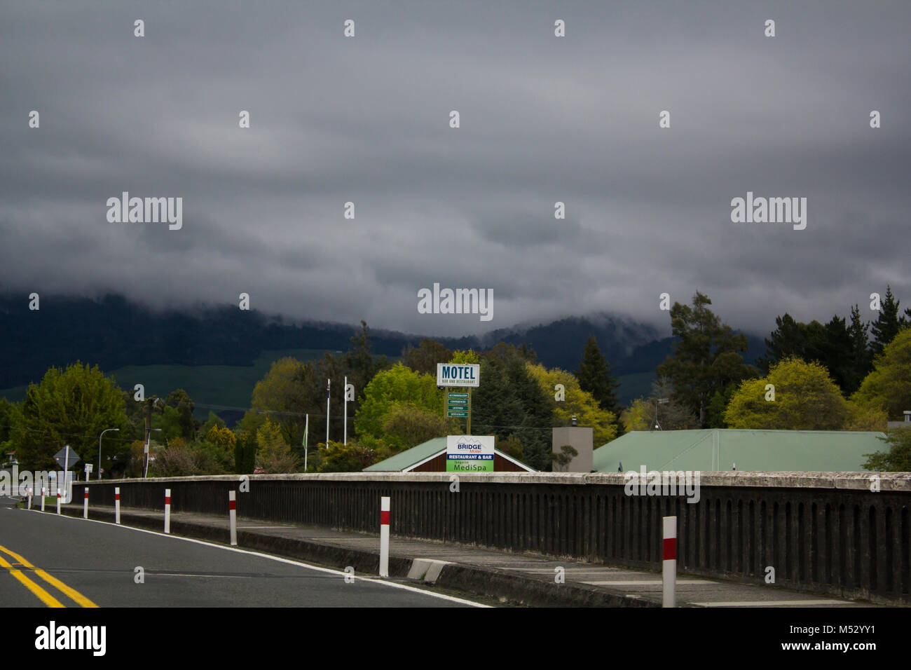 Motel en bordure de signer en Nouvelle Zélande Banque D'Images